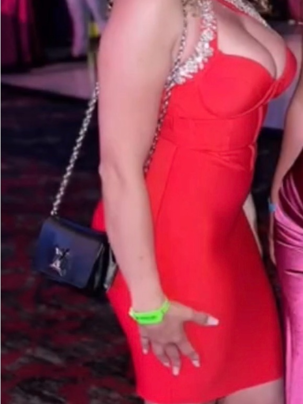 Red Embellished Strap Dress - Sleek Evening Bodycon Red Dresz